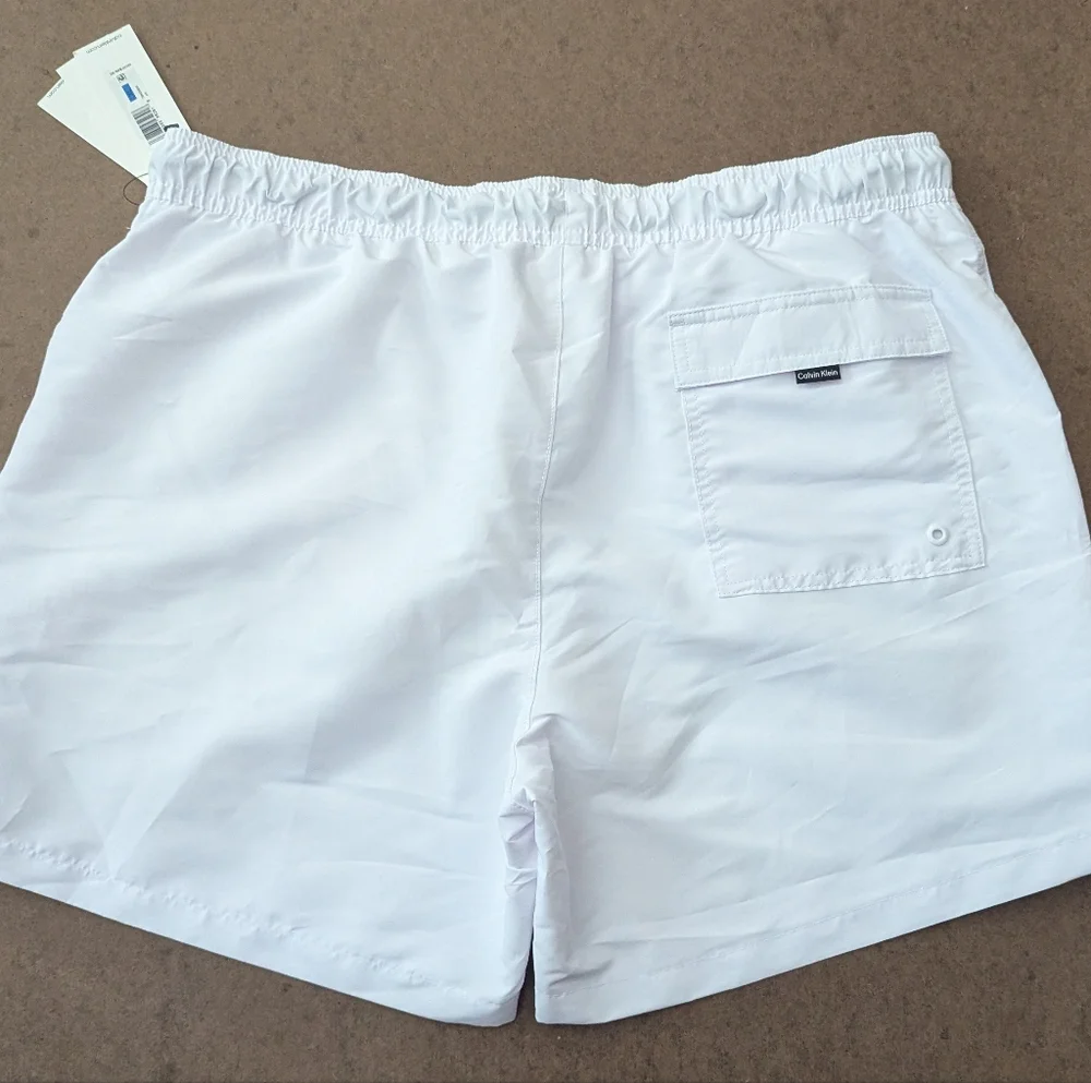 Calvin Klein Swim Intense Swim Trunks White With Black Logo Size XL NWT